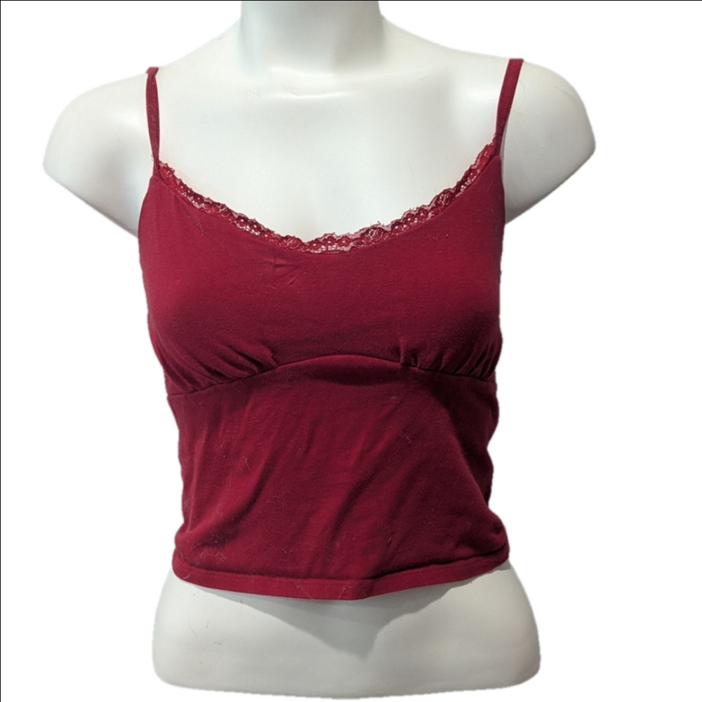 Hollister Red Cami Top with Lace Trim